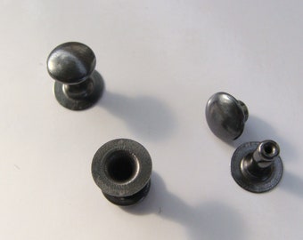 clasp, 10 black steel tubular rivets of 5 mm diameter