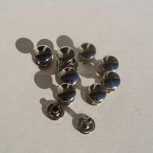 clasp, 10 rivets two heads, double-sided 7 mm nickel