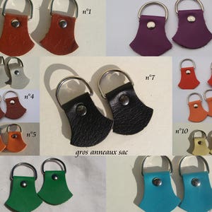 Ringe, 4 große Ringaufsätze aus Leder für Lederwaren oder Schlüsselanhänger, Steigbügelringe, verschiedene Farben Bild 1