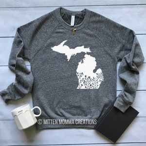 Floral Michigan sweatshirt / Triblend Sweatshirt / Michigan Love Sweatshirt / Comfy Sweatshirt / Michigan shirt / Bella + Canvas Sweatshirt