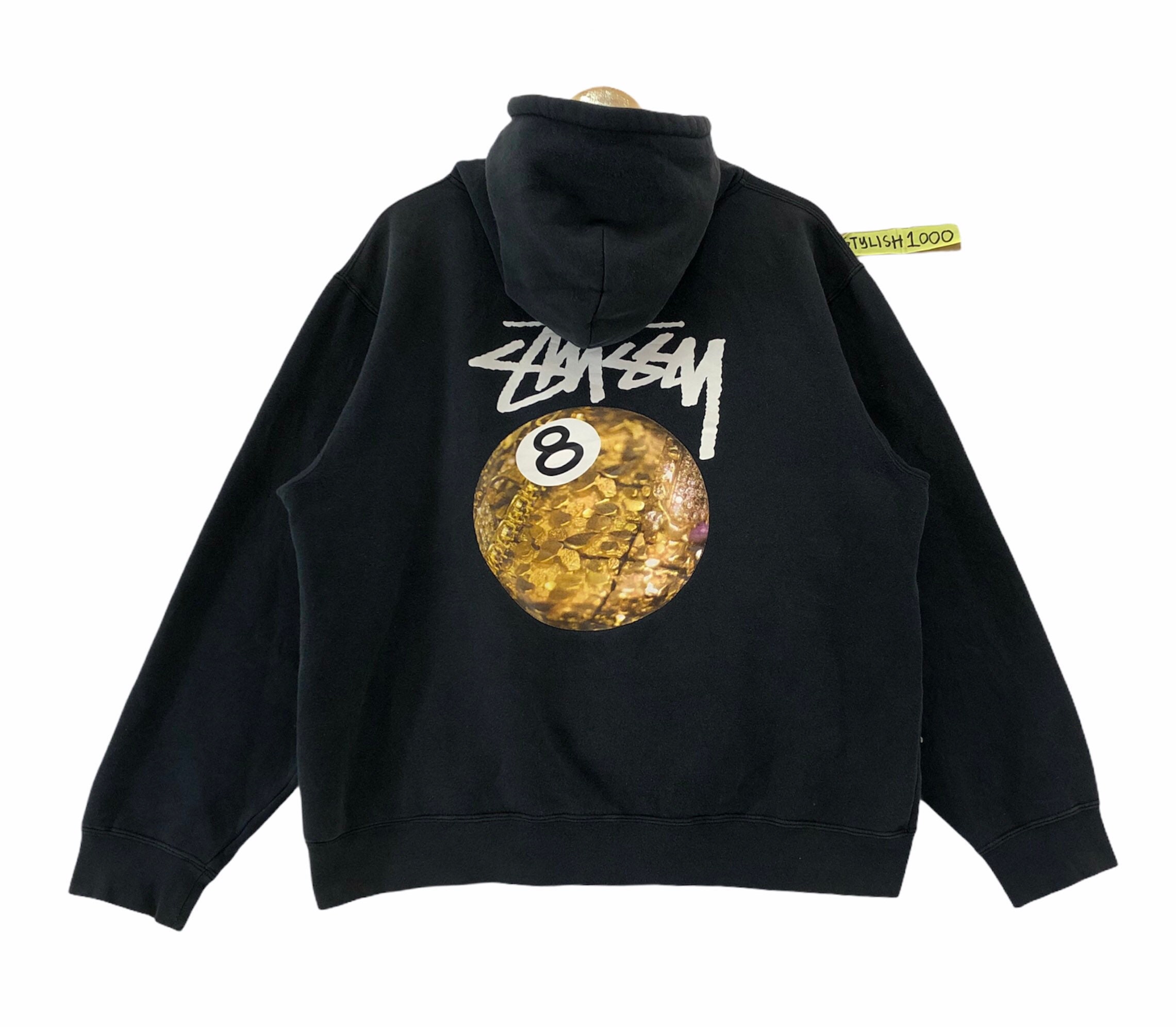 Unisex Pullover Stussy 8 Ball Black Hoodie - Jacketpop