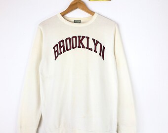 Rare!!Vintage Brooklyn Sweatshirt Small Logo Spellout Pullover Jumper Crewneck