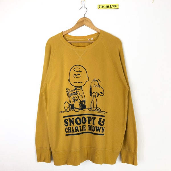 Rare!! vintage années 90 Snoopy & Charlie Brown Sweatshirt Biglogo Pullover Pull Pull Pull Hip Hop Swag Basic Skateboards Rap Street Sport