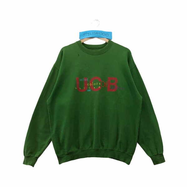 Rare!! Vintage United Colour Of Benetton Sweatshirt Made in Italy Spellout Pullover Jumper Hip Hop Swag