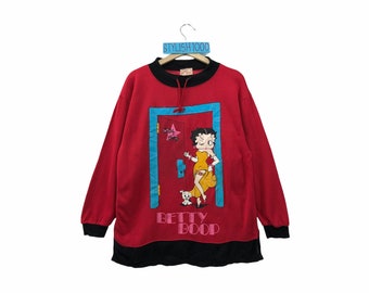 Rare!! Vintage Betty Boop Sweatshirt Big Logo spellout cartoon animations pullover