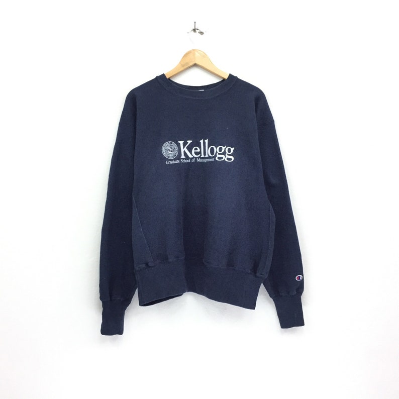 Rare!!Vintage Champion Kellogs School University College Sweatshirt Big logo Pullover Jumper Sweater Hip Hop Swag Street Sport SMHS