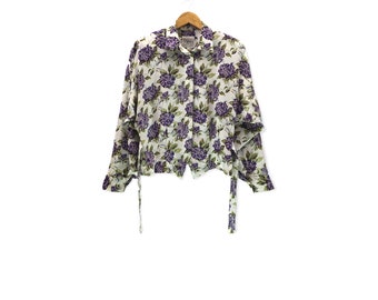 Vintage Norma Kamali Blouse Full Print Flower Shirt