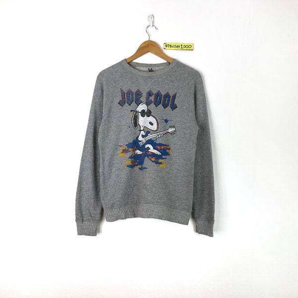Rare! vintage Snoopy Joe Cool Sweatshirt Biglogo Personnage dessin animé Guitare Musique Band animation pull pull pull flying ace Charlie Brown Rock