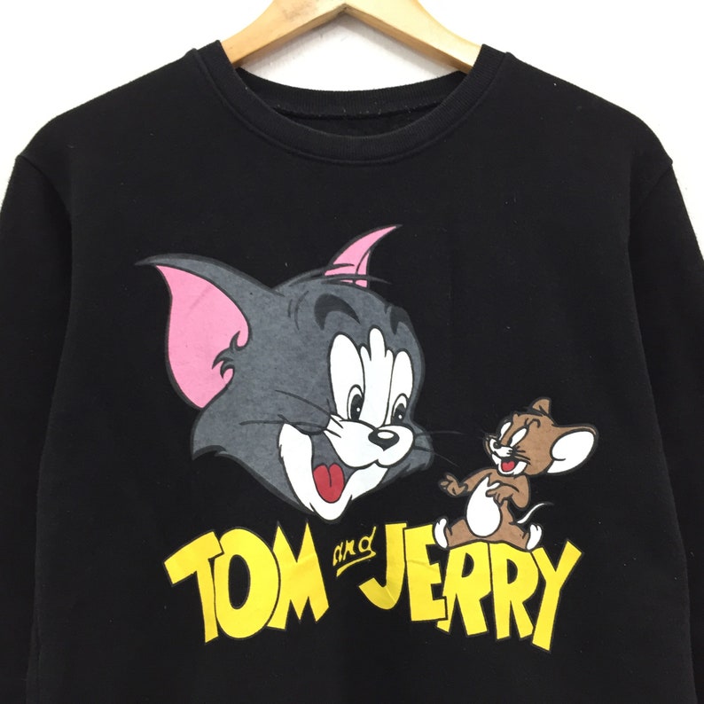 Rare!!Vintage Tom/&Jerry Sweatshirt Cartoon Animation biglogo spellout sweatshirt pullover jumper