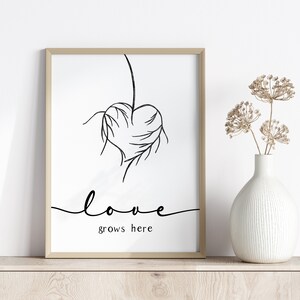 love grows here printable | inspirational printable | nature lover printable | typography wall art *INSTANT DOWNLOAD*