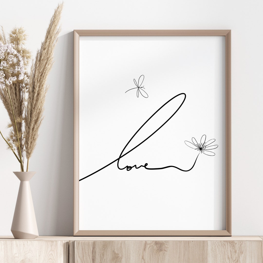 Love Printable | Inspirational Printable | Flower Sketch Wall Art ...
