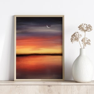 sunset moon printable original art  |  colorful printable wall art |  *INSTANT DOWNLOAD*
