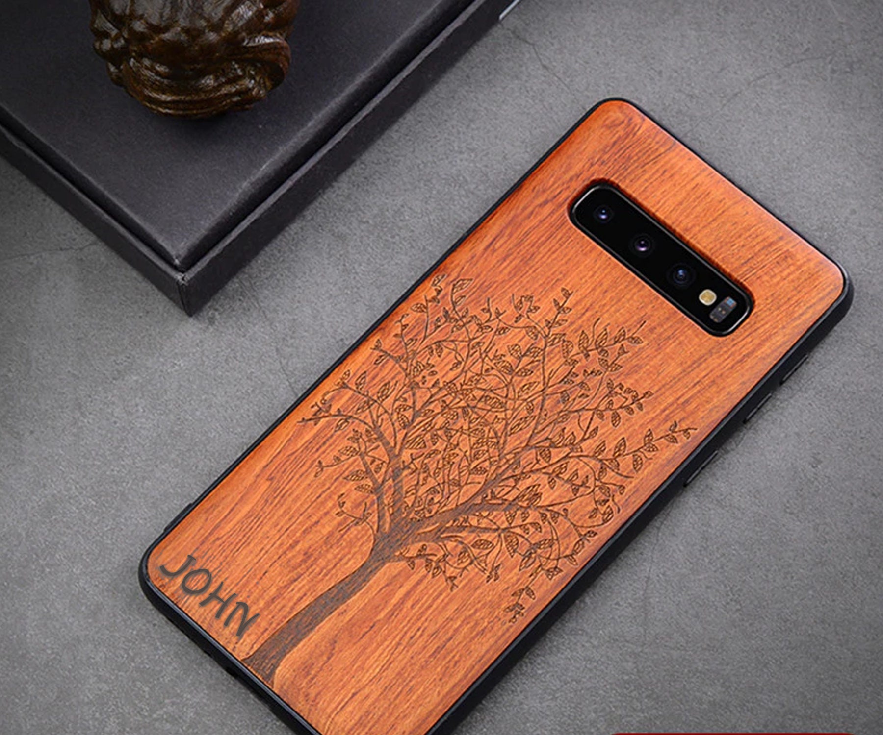 Carved Walnut Wood Samsung S10 Case