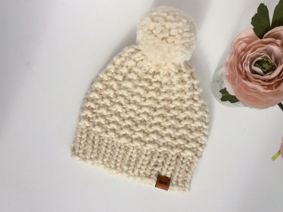 cream bobble hat womens
