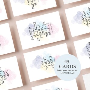 45 Tarjetas imprimibles de afirmación de amor propio - Impulsar el pensamiento positivo - Perfecto para tableros de visión y manifestación - Descarga digital