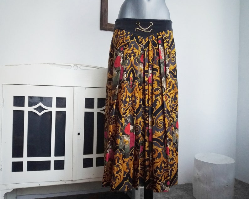 Vintage Chains Baroque ornament Floral Pattern Skirt Gerry Weber Wool size 40