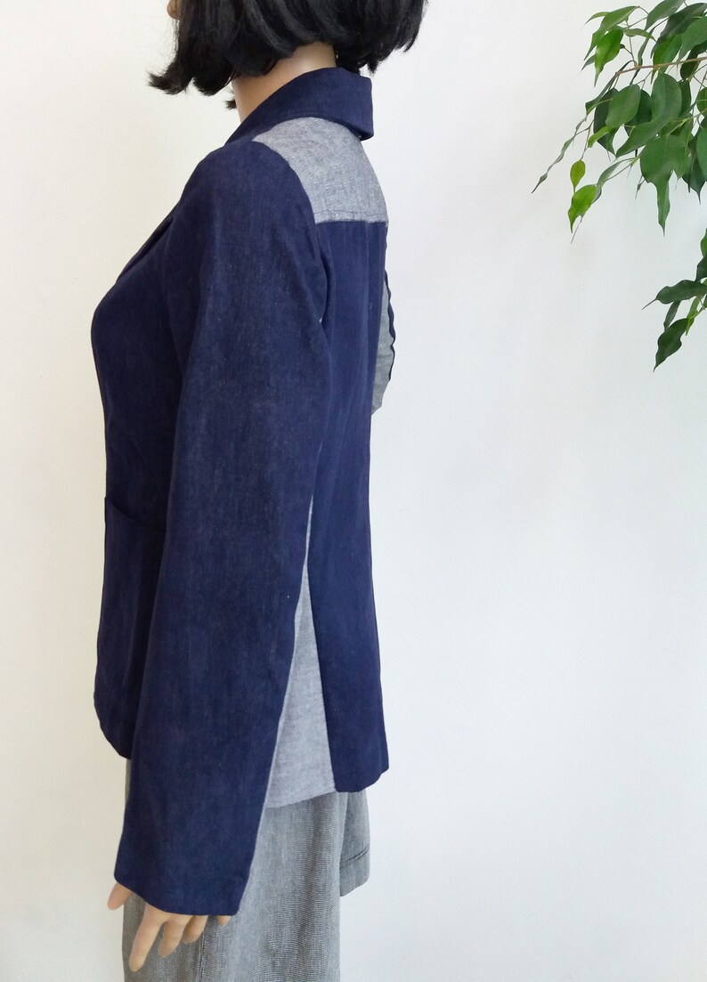 1970s Vintage Blazer Navy Blue Women/'s Size about M