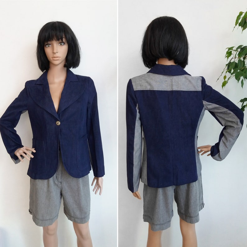 1970s Vintage Blazer Navy Blue Women/'s Size about M