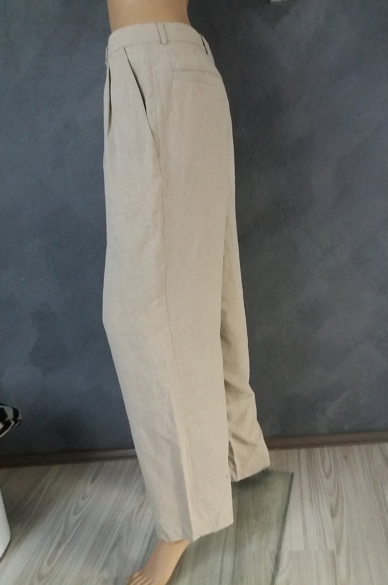 Hugo Boss Linen Pants Beige High Waist Women/'s Trousers Size about L
