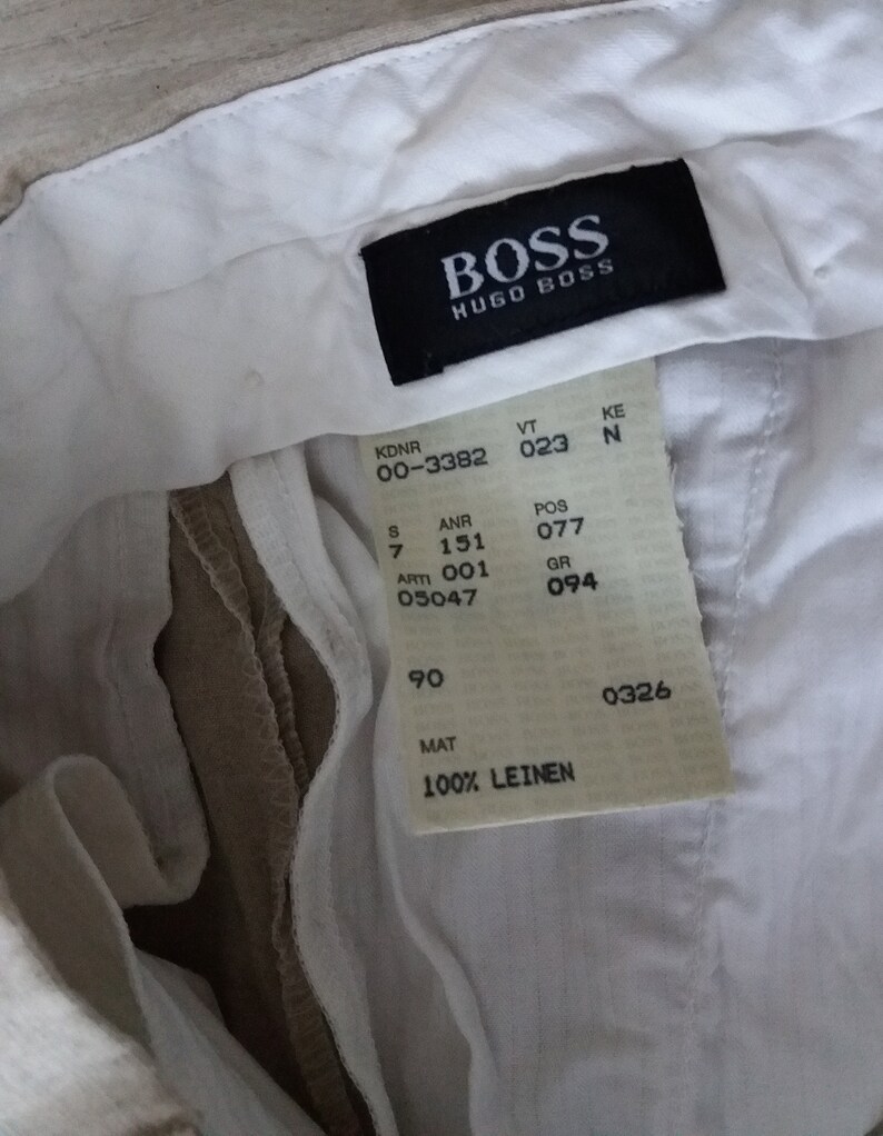 Hugo Boss Linen Pants Beige High Waist Women/'s Trousers Size about L