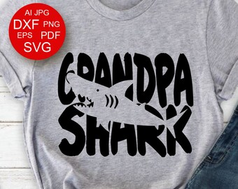 Download Grandpa shark svg | Etsy
