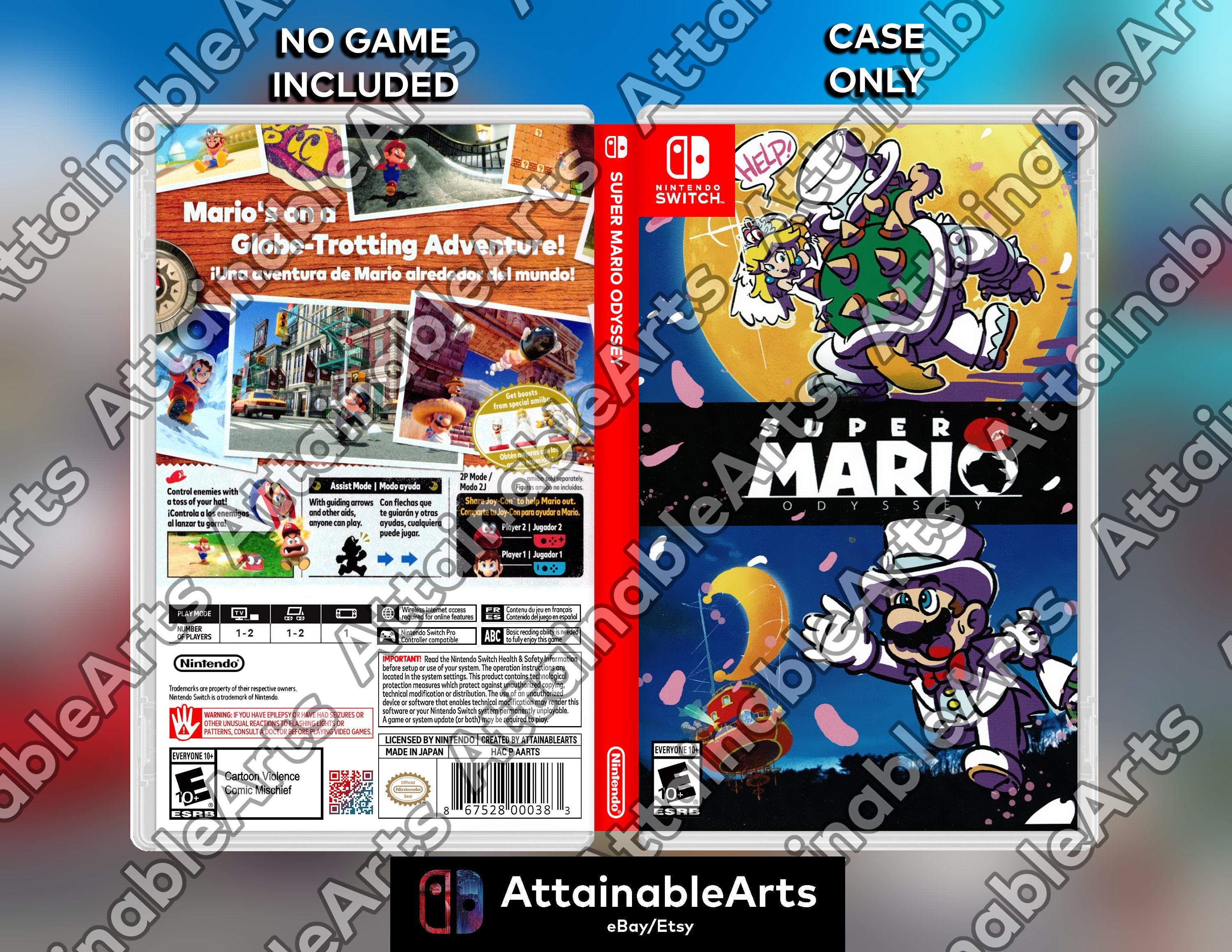 Super Mario Odyssey Cover Art: Replacement Insert & Case for