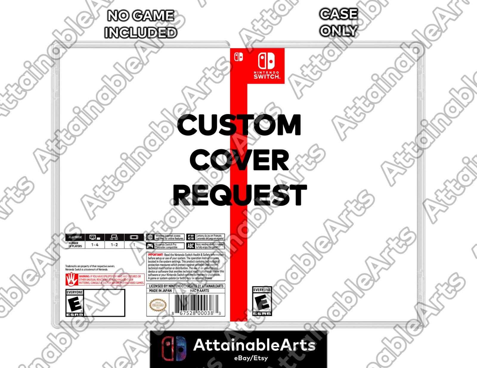 Super Smash Bros Ultimate: Replacement Cover Art Insert & Case Nintendo  Switch