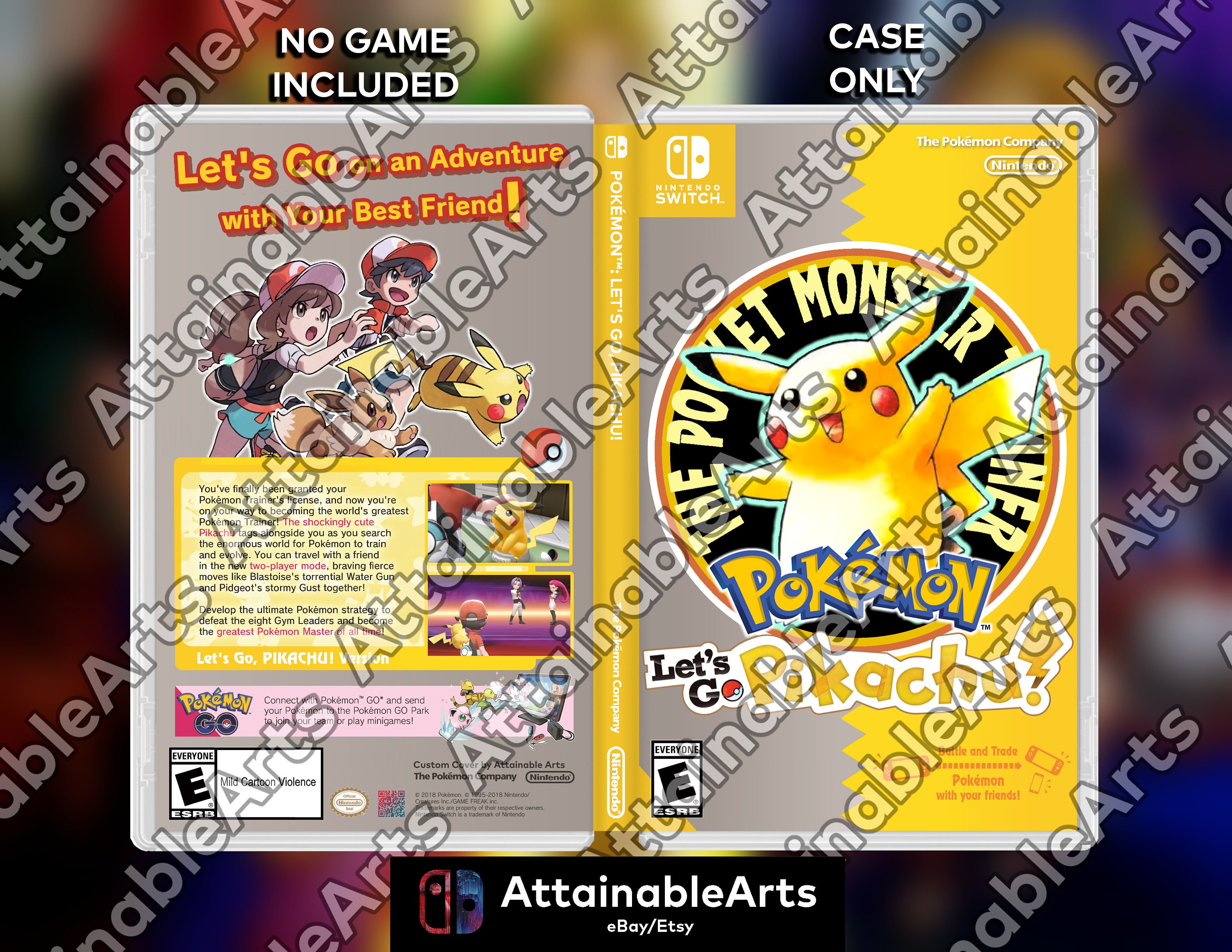 Game Physical no Boxart Nintendo Switch Etsy - Custom Let\'s Case Pikachu Go With Incl. Pokémon Game