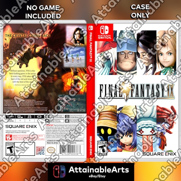 Final Fantasy IX (9) - Custom Nintendo Switch Boxart with Physical Game Case (No Game Incl.)