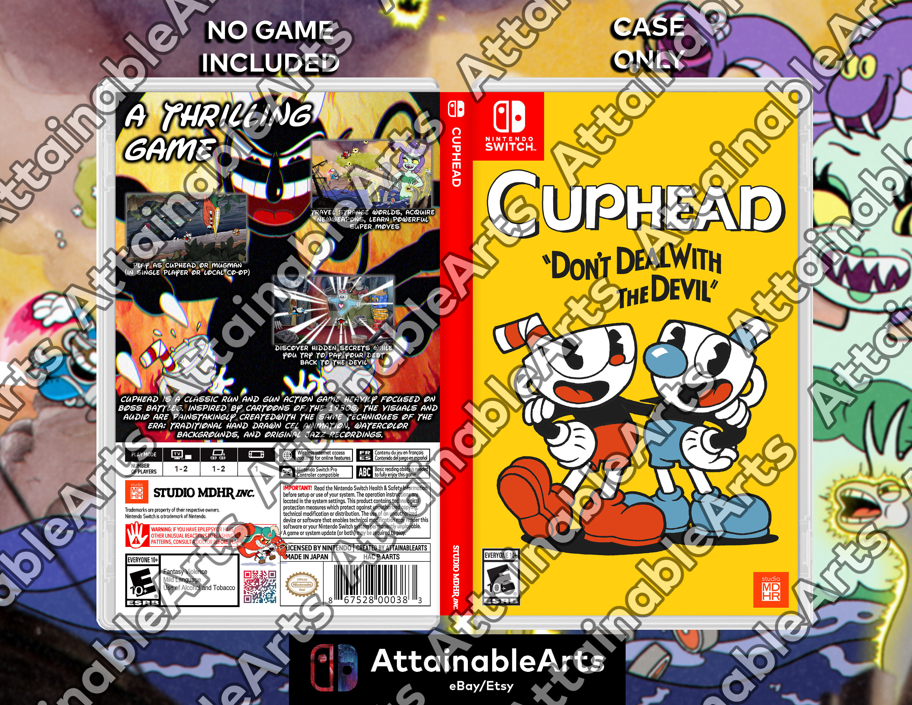 Cuphead - Custom Nintendo Switch Boxart with Physical Game Case (No Game  Incl.)