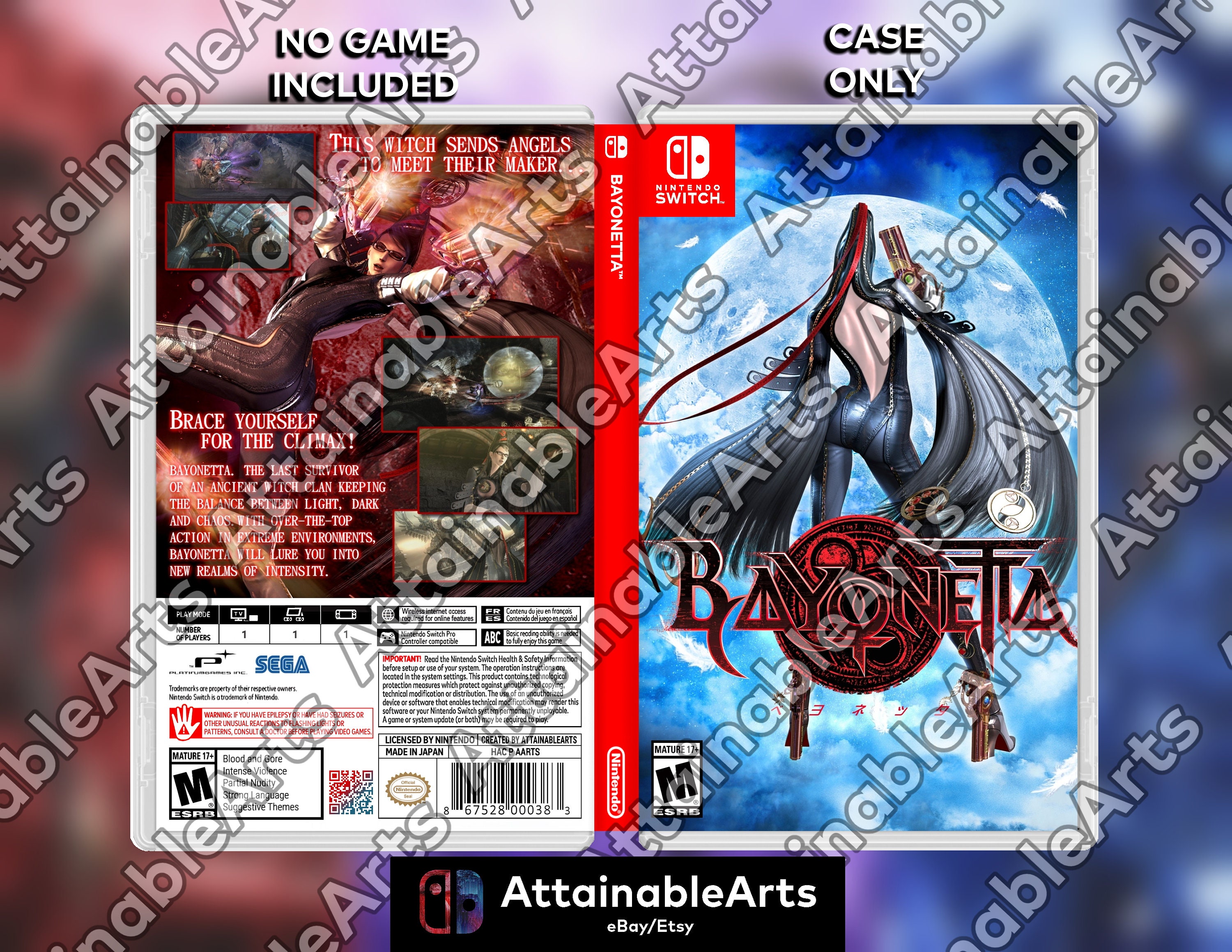 Bayonetta - Custom Nintendo Switch Boxart with Physical Game Case (No Game  Incl.)
