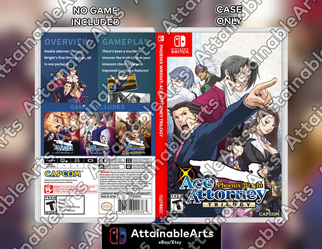 Phoenix Wright: Ace Attorney Trilogy - Replacement PS4 Cover and Case. NO  GAME!!