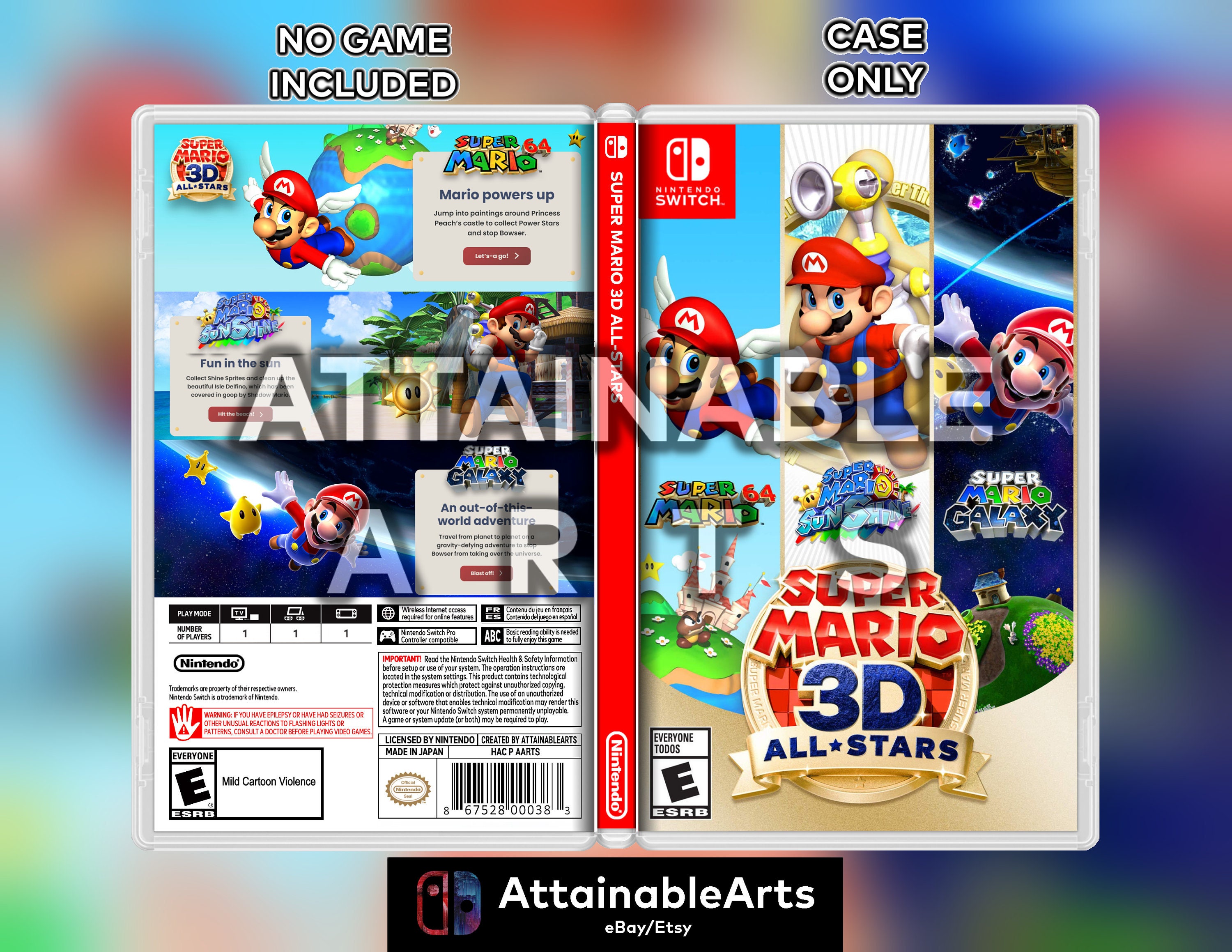 Super Mario 3D All-Stars Boxart personalizado de Nintendo Switch con  estuche de juego físico sin juego incluido -  México