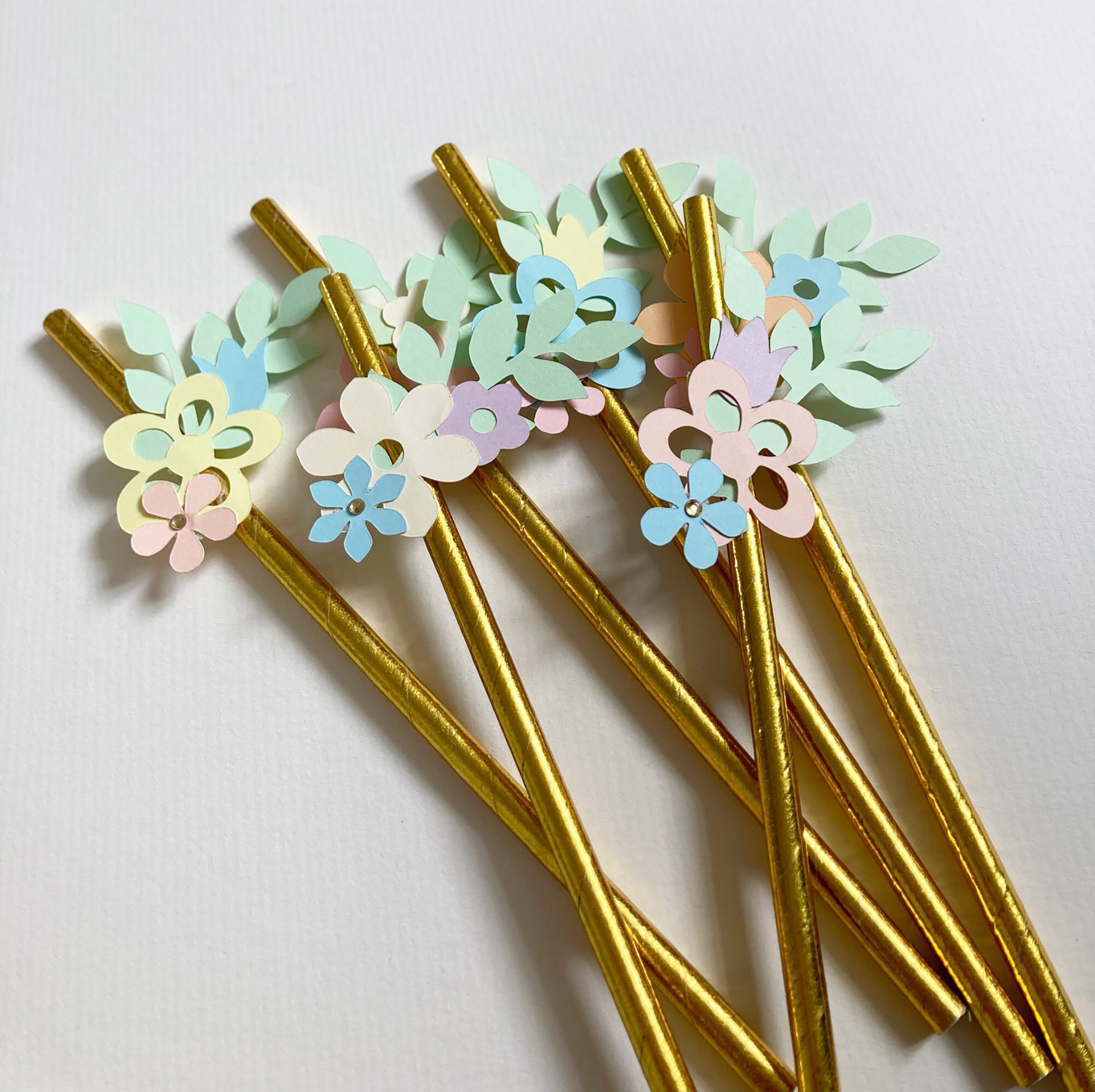 Spring Flower Paper Drinking Straws Garden Party Straws Etsy