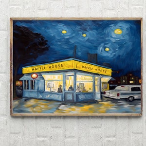 Waffle House Van Gogh Pop Art Abstract Art, Wall Art, Minimalist, Wall Décor Print, Physical Poster or Canvas Print
