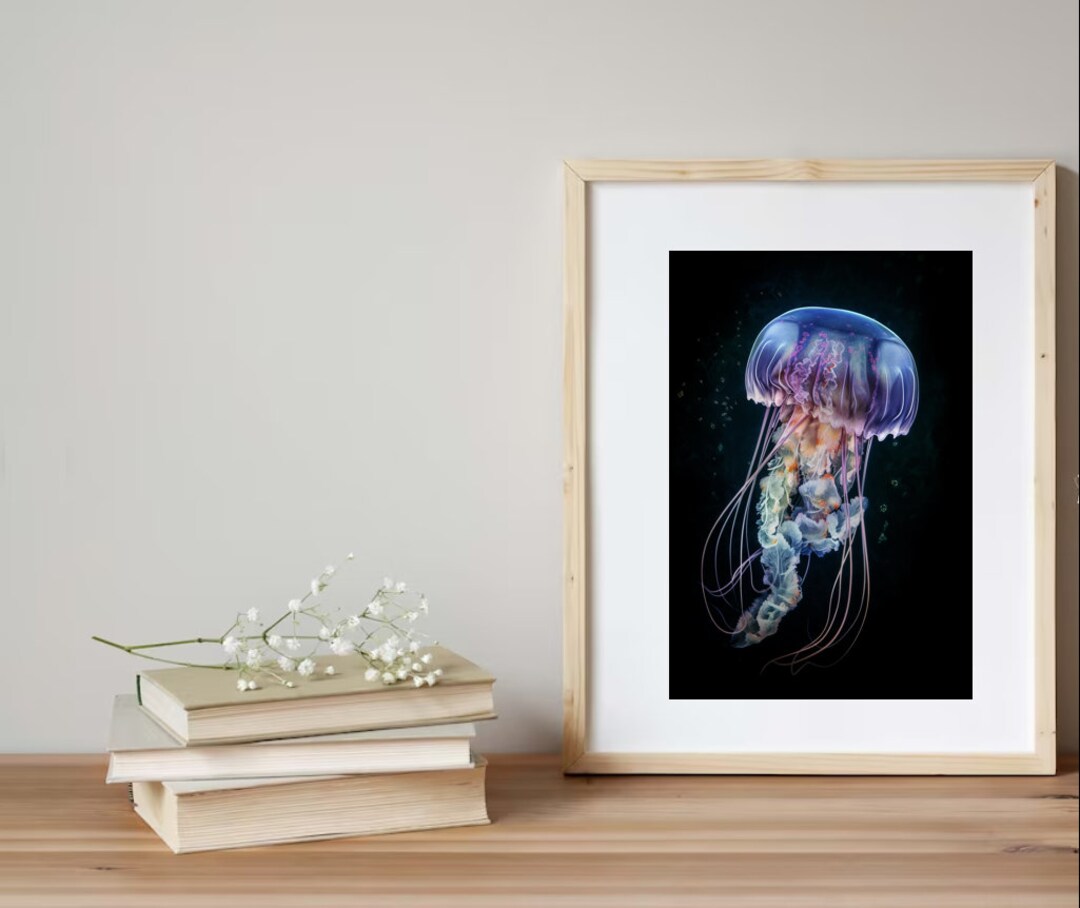 Jellyfish Peaceful Wall Art, Printable Wall Art, Minimalist Digital