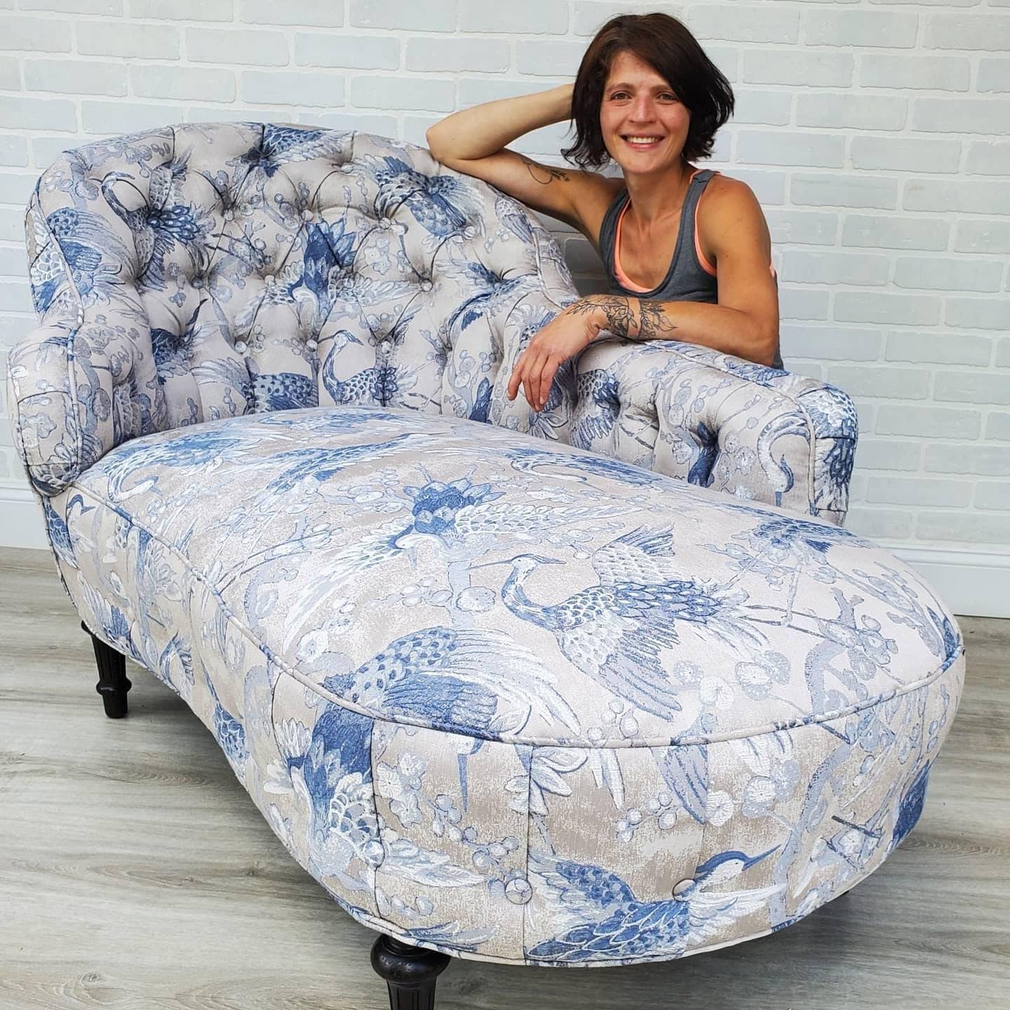 Curved chaise online lounge slipcover