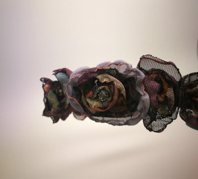 Floral hair crown Gift for Women Purple flower hair hoop Crown tiara baby headband Gift for her Fall hair piece Baby gift