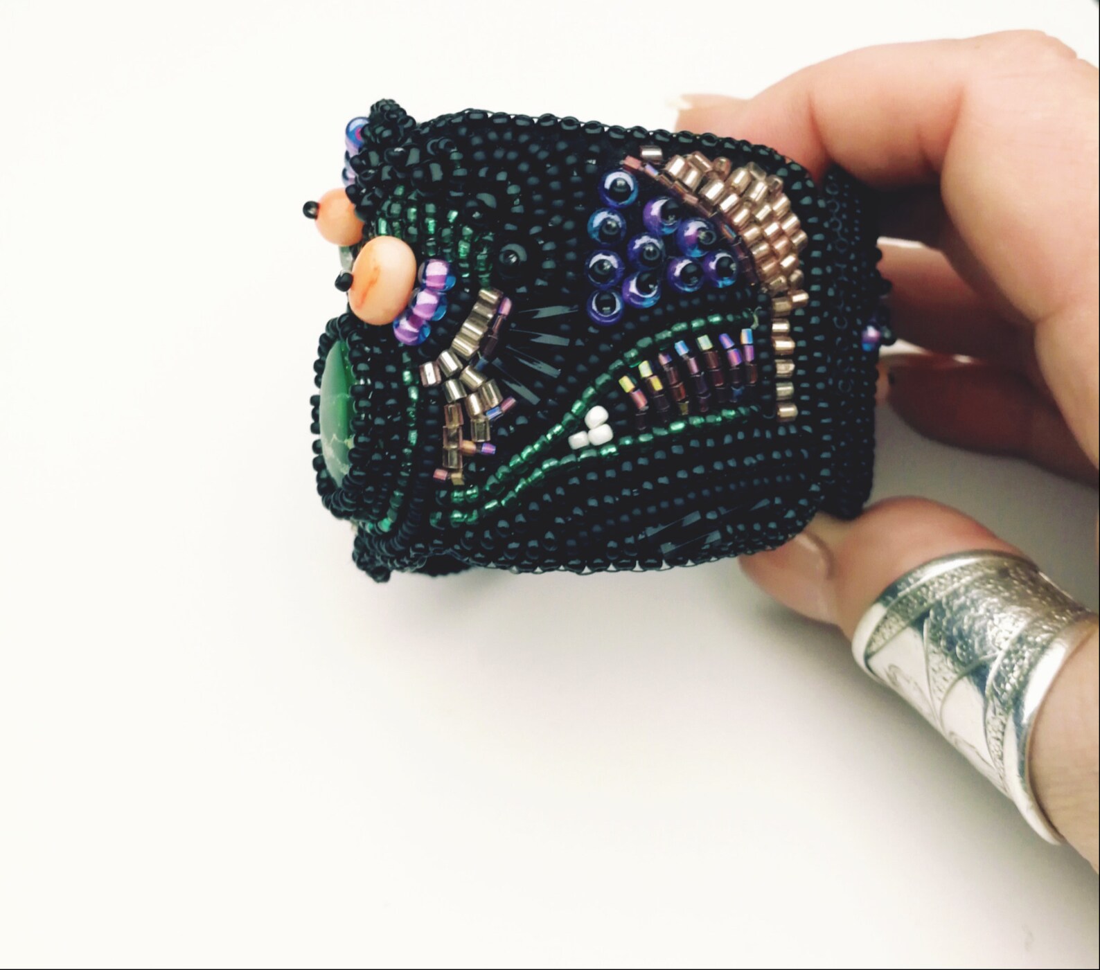 Beaded Embroidery Cuff Bracelet Handmade Wide Cuff Bracelet Etsy