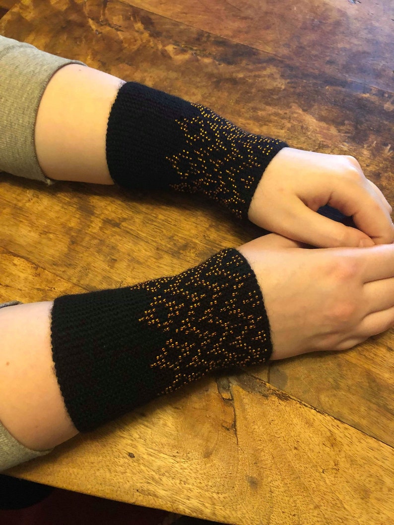 Wrist Warmers Women Hand Knitted and Beaded Wrist Warmers Etsy