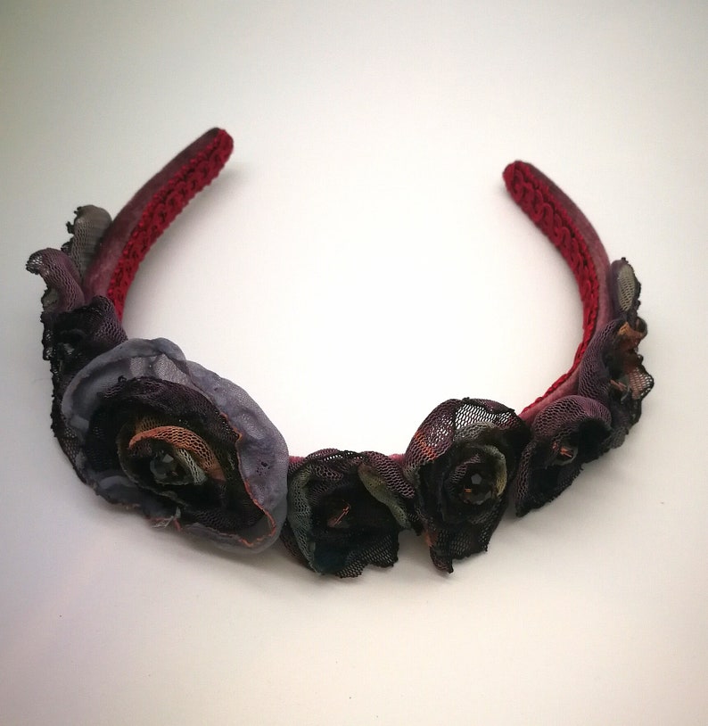 Floral hair crown Gift for Women Purple flower hair hoop Crown tiara baby headband Gift for her Fall hair piece Baby gift