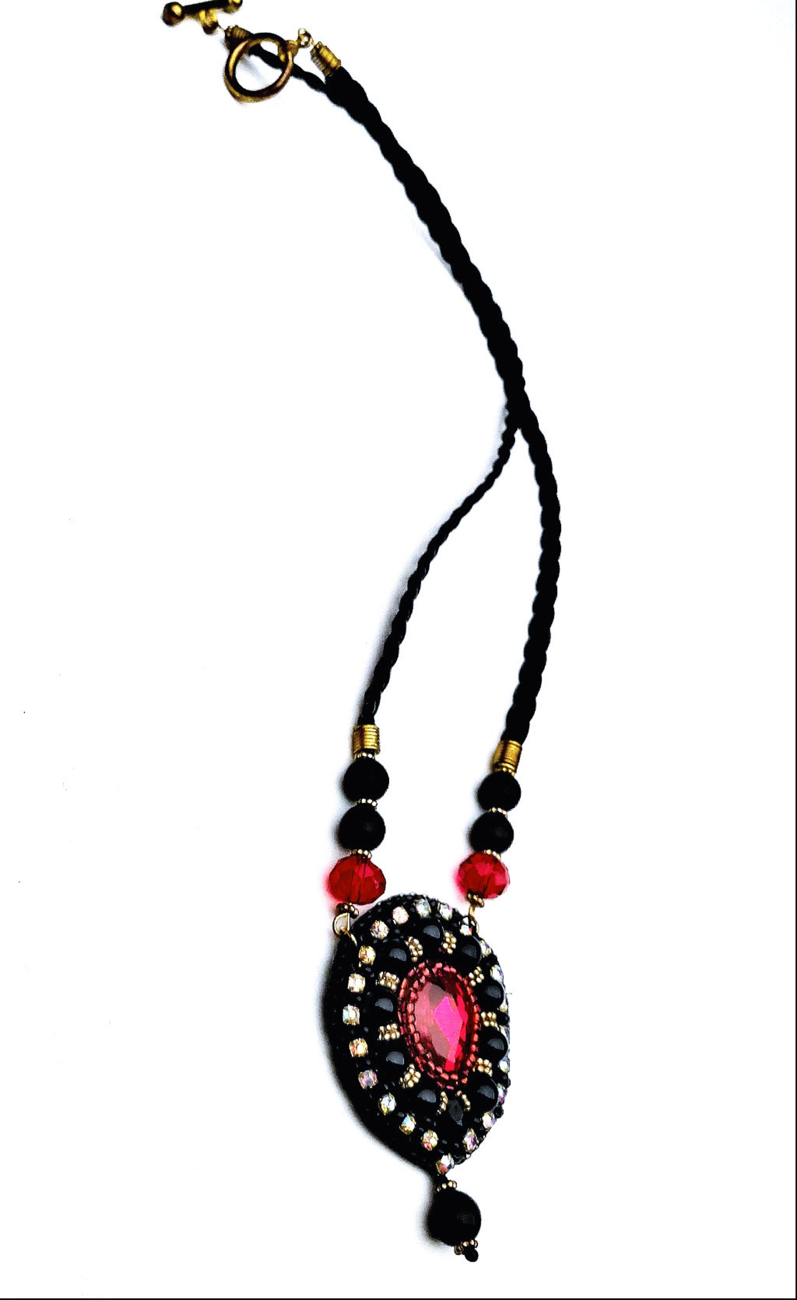 Luxury Bead Necklace Women Necklace Handmade Red Crystal Hand Bead