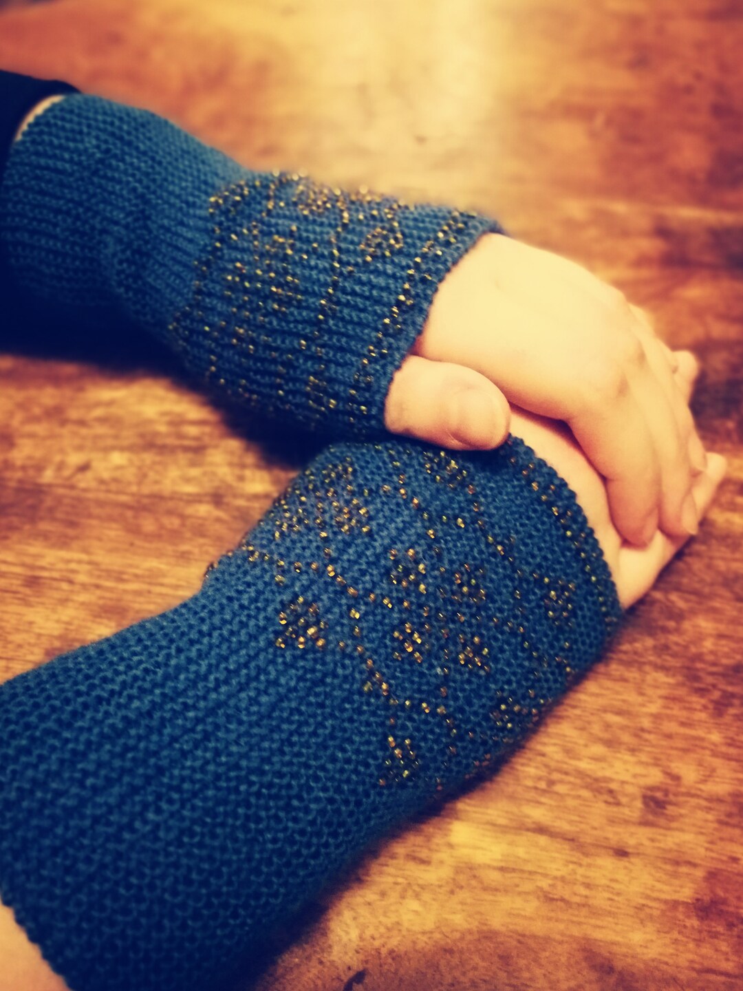 Wool Wrist Warmers Hand Knitted and Beaded Wrist Warmers Traditional
