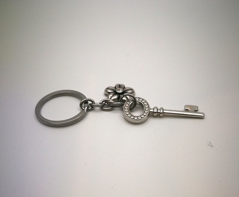 Keychain for Women Silver Key Keychain With Flower Elegant Etsy