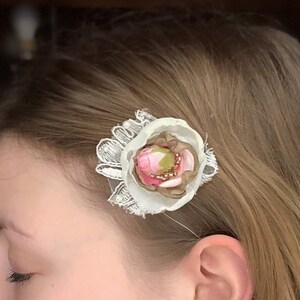 Baby Flower Hair Pins, Unique Christening Accessories Girls, Handmade Fabric Hair Clip Toddler, Wedding Flowers Hair Clip, Christmas gift