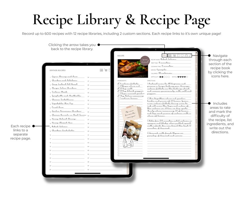Digital Recipe Book | Digital Cookbook | Recipe Planner | Meal Planner ...