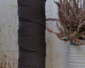 5 mm schokobraune Baumwollschnur, 100 m., geknotet / geflochten, Makramee, Häkeln, Stricken, Weben, Handwerk, Naturfaserschnur, 100% natürlich weich