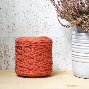 2mm terracotta cotton cord, 150 m., knotted / braided, macrame, crochet, knitting, weaving, craft cord, 100% natural soft rope