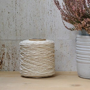 2mm ecru cotton cord, 150 m., knotted / braided, macrame, crochet, knitting, weaving, craft, natural fiber cord, 100% natural soft rope