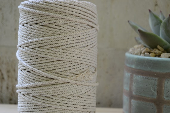 Cotton Rope, 2.5 Mm, 3 Strand ply Twisted, 100% Natural. Macrame